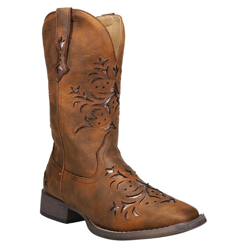 ROPER Womens Kennedy Glitter Square Toe Casual Boots Mid Calf Low Heel 1-2" - Brown - Size 8 B - Image 2